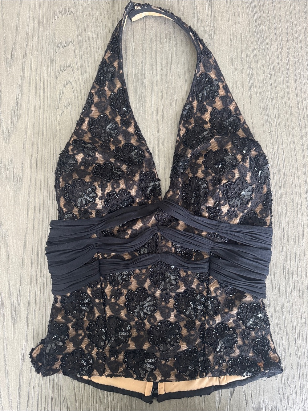 Vintage Cache Luxe Elegant beaded halter top, EUC Size Large